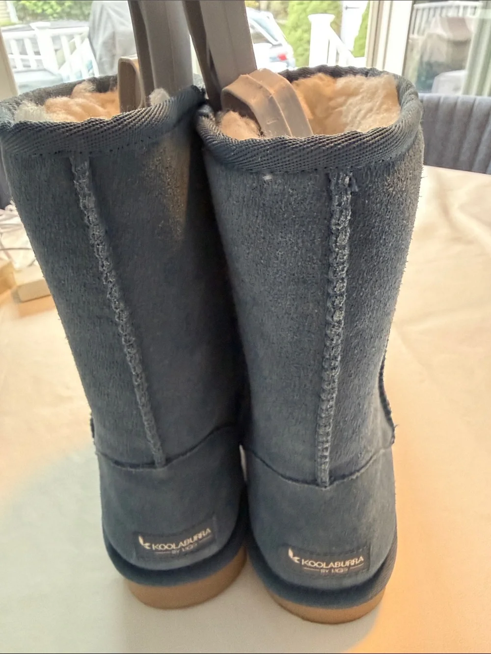 Koolaburra Plush Shearling-Lined Mid-Calf Boots in Slate Blue
